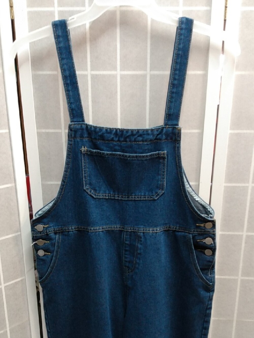Women's Blue Denim Overalls NWOT Size XL- Button Straps -Five Pocket